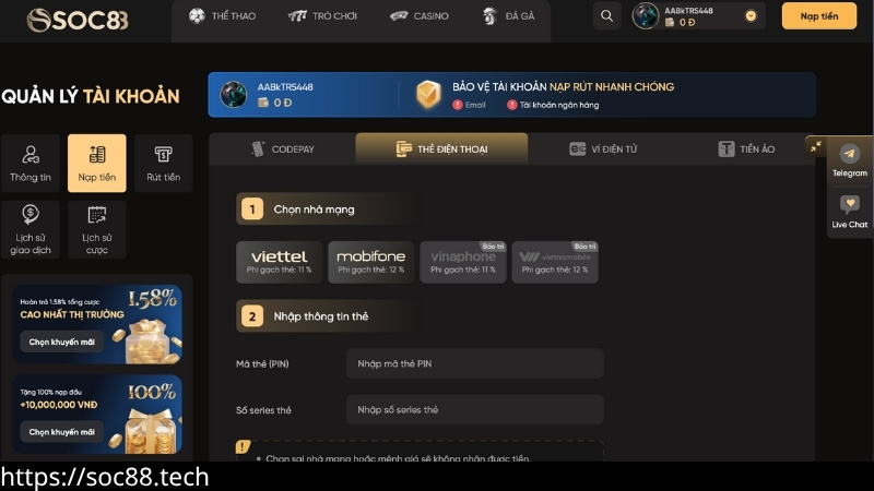 Cổng giao dịch tại SOC88